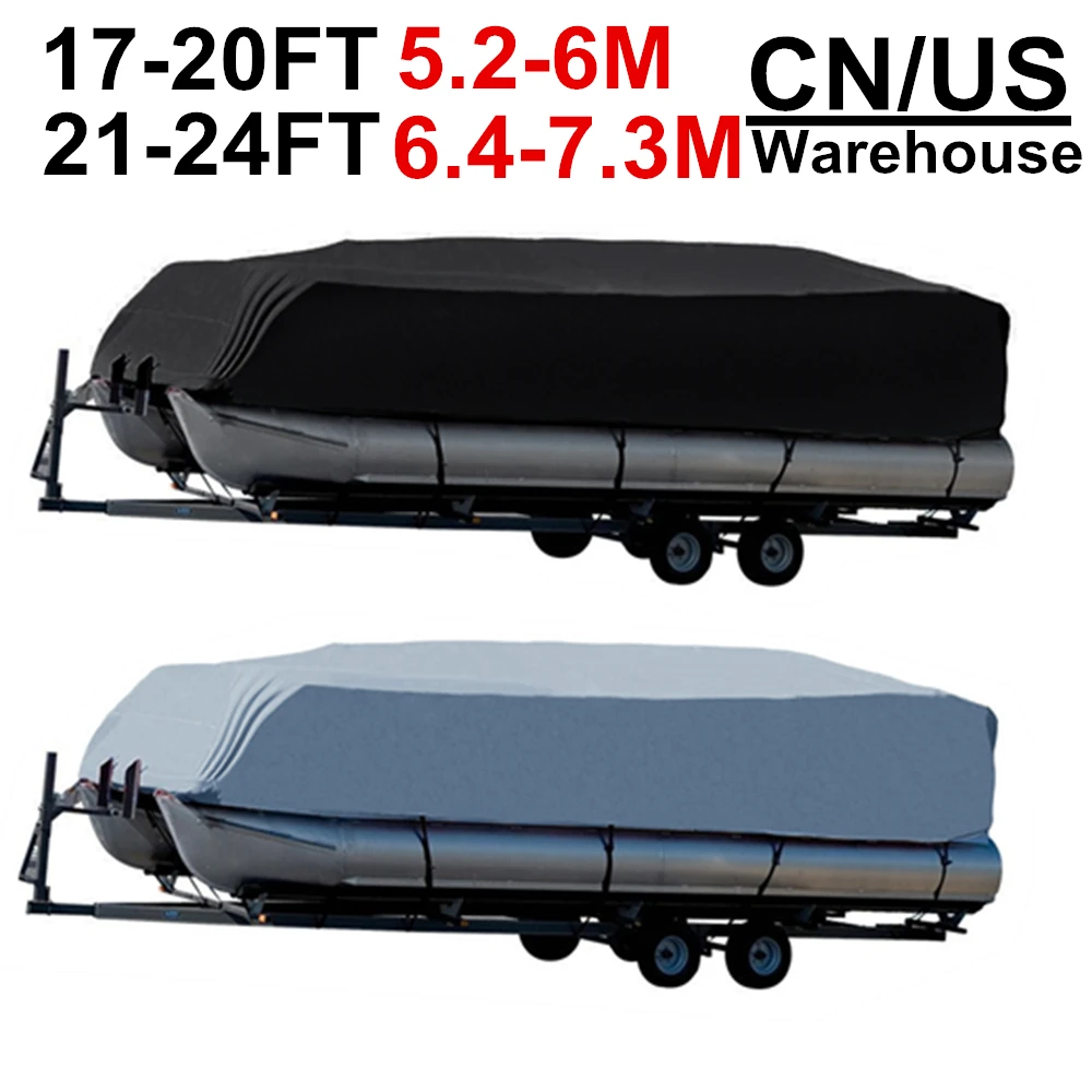 

14-24ft For Universals Heavy Boat Covers 201D Waterproof Dustproof Trailerable Pontoon Boat Cover Coat Protect Rain UV D45