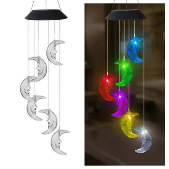 

Dragonfly Moon Solar Light Outdoor Powered LED Wind Chime Color Change Spiral Wind Chime Outdoor Light Decorative Garden Light
