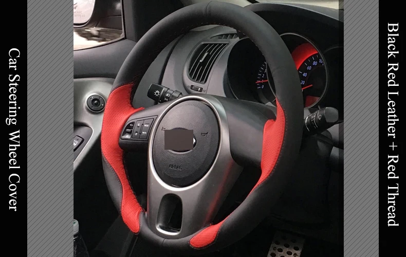 LQTENLEO красный черный кожаный чехол для рулевого колеса автомобиля для Kia Forte 2008- Soul Rio Shuma 2009-2013 Venga 2009