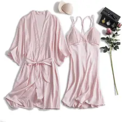 Новинка 2019, женское кимоно, банный халат, сексуальное кружевное платье для сна, свободное домашнее платье, ночная рубашка, подарок на