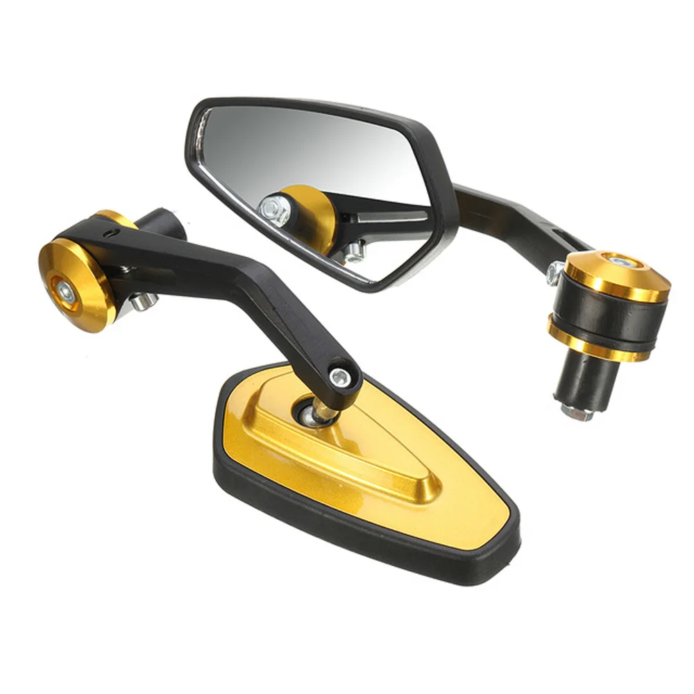 

7/8 Inch Universal Motorcycle Handle Bar End Rearview Side Mirror Aluminum 2pc