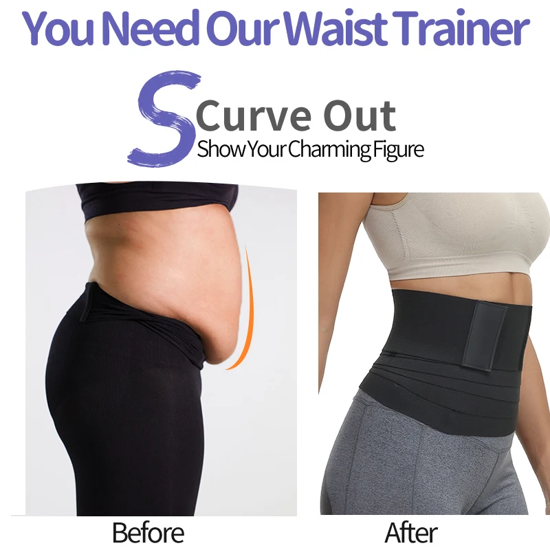 No Waist Allowed Body Wrap With Loop Waist Trainer Snatch Me Up Bandage Wrap Around Shapewear Plus Size Lumbar Support Bands tummy tucker for women