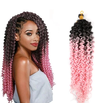 

Water Wave Ombre Synthetic Braids Hair Bulk Freetress Afro kinky Twist Crochet Bundles Braiding Hair Extensions For Woman