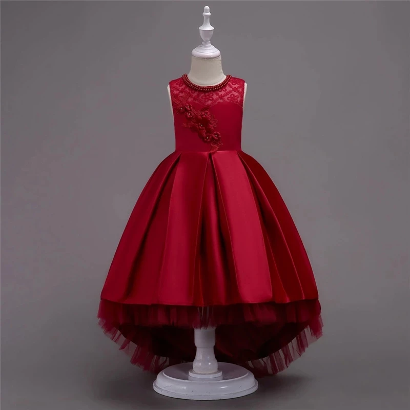 1-10Y Girls Bow Princess Dress Summer Kids Girls Performance Host Costume Dresses Children Party Prom Gown Vestido Formal Dress matching family fall outfits