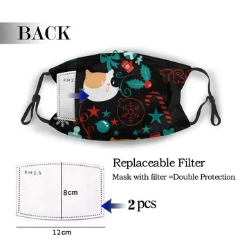 

protective mask with filter Cat Topping The Christmas Tree anti dust PM2.5 reuse adult teen child girl