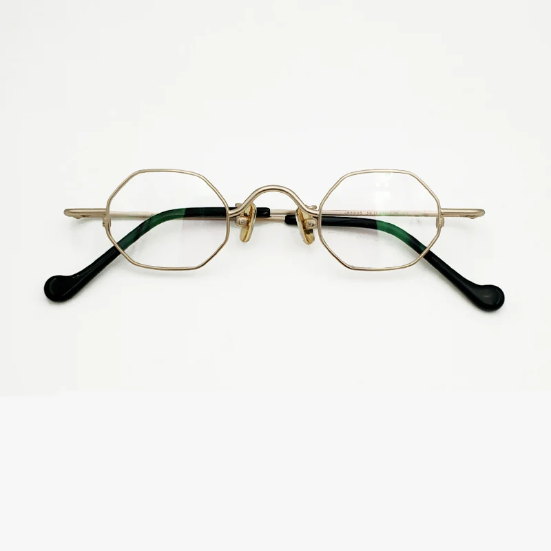 

Очки для взрослых, полигональные, очень маленькие линзы, из чистого титана, неправильной формы, золотистого и черного цветов, очки для коррекции близорукости