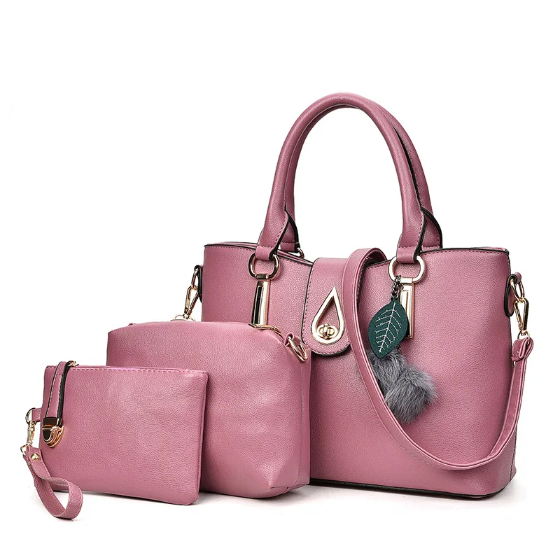 

2017 Autumn & Winter New Style Women's Fashion Embossed Leather Different Size Bags Three-piece Set Europe And America Style Han