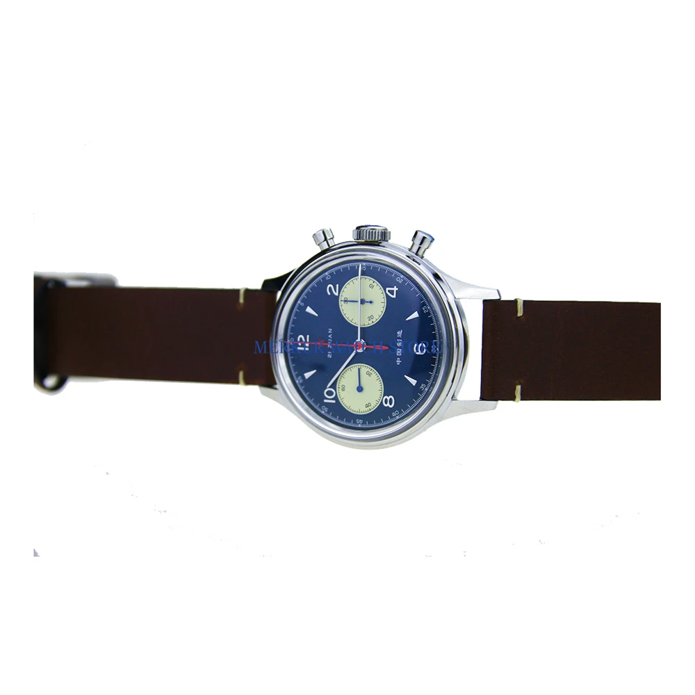 

Red Star Mechanical Chronograph For Seagull 1963 ST1901 Movement Mens Pilot Watch Flieger B-UHR Handwinding Military Panda Blue