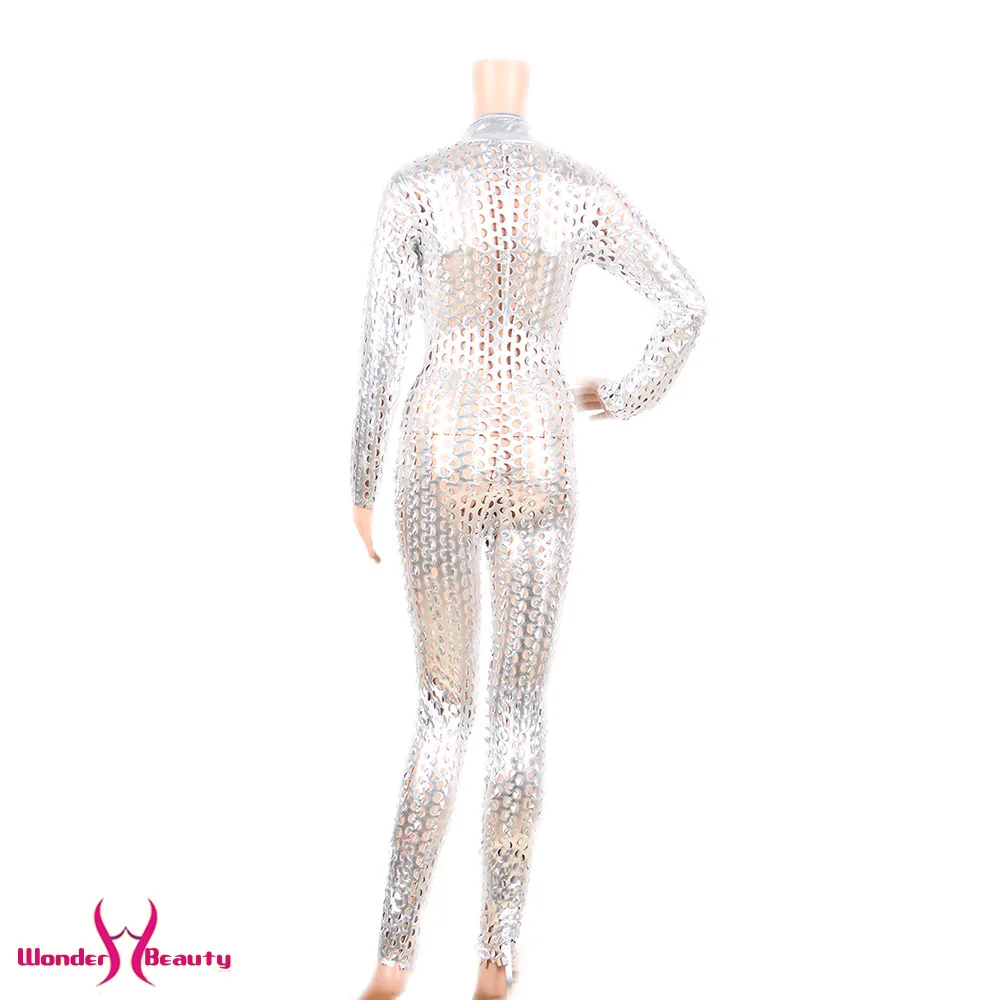 faux leather catsuit catwomen shiny black gold silver metallic leather jumpsuit wetlook pu leotard bodysuit bar night clubwear (27)
