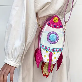 

Novelty New Women Ladies Rocket Shaped Crossbody Tote Purse Handbag Messenger Satchel PU Leather Shoulder Bag