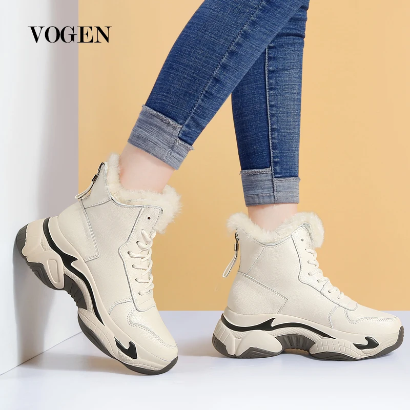 

Casual Fashion Increase Winter Boots Women Upscale Genuine Leather Fur Boots Platform Snow Boots Luxury Brand Women Shoes