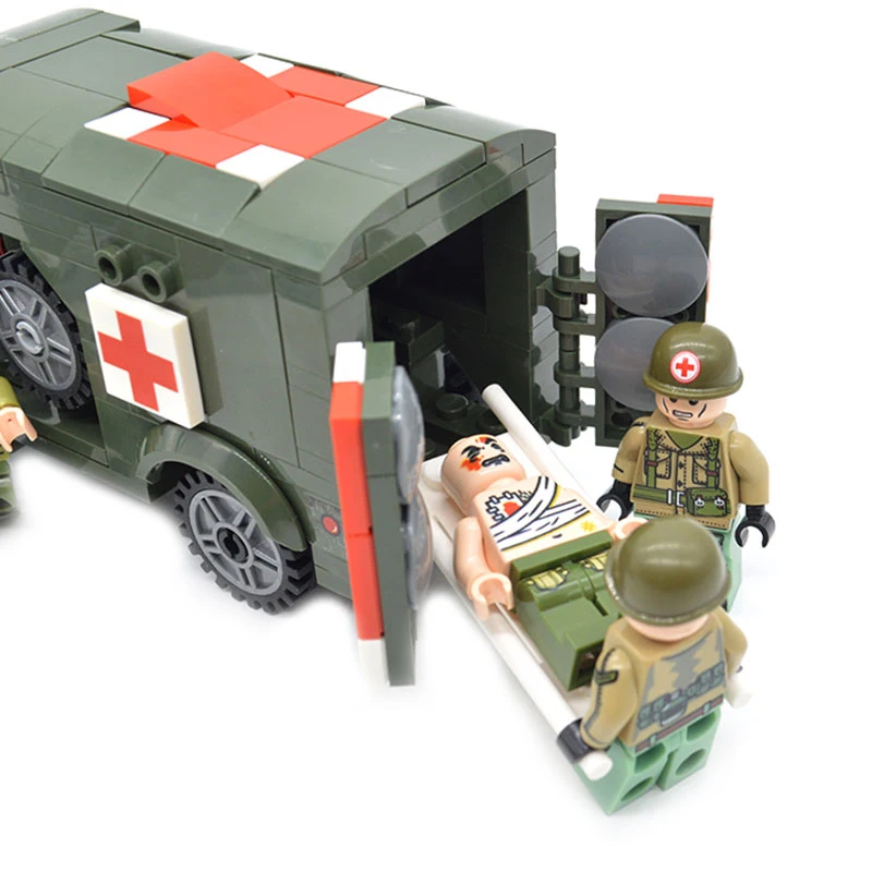 Billig NEUE 272 stücke + Weltkrieg II Kits USA Medizinische Militärischen Soldaten Krankenwagen Arzt schlacht Bereich Bausteine Spielzeug für kinder