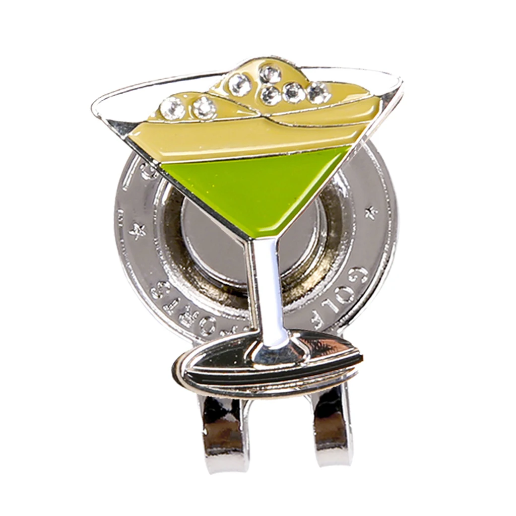 Golf Hat Clip with Detachable Magnetic Golf Marker Wine Glass Pattern Personalized Golf Hat Clips Golf Equipment