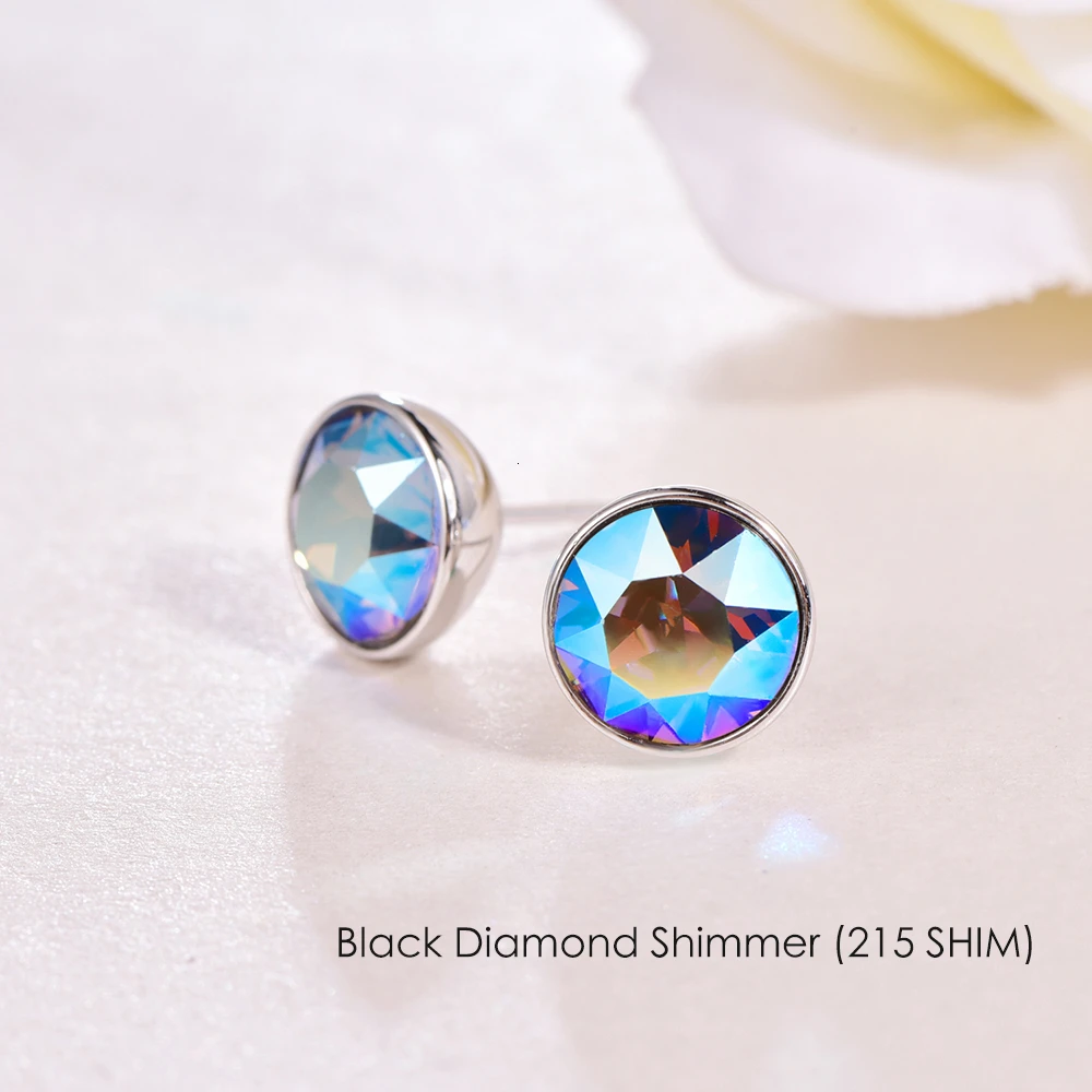 Серьги с кристаллами Swarovski, серьги из стерлингового серебра, круглые серьги для женщин, модные серьги-гвоздики, свадебные ювелирные изделия для офиса - Окраска металла: 215 SHIM