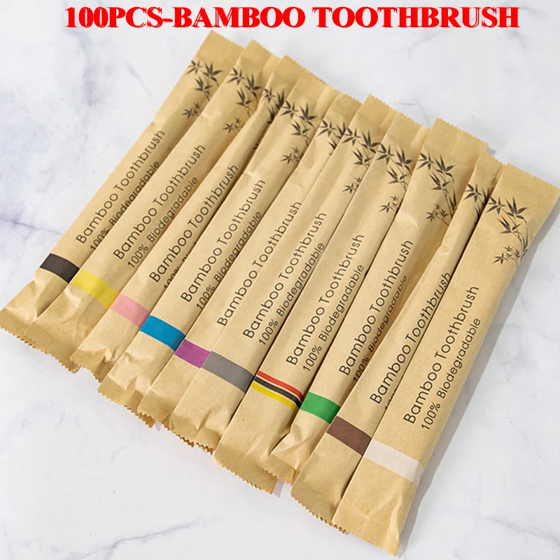 

50/100Pcs Bamboo Toothbrushes Soft Bristles Eco Friendly Products Wooden Tooth Brush for Adults Customized Laser Engraving LOGO