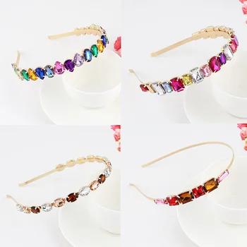 

Baroque Gem Crystal Headband For Women Metal Hairband Square Rhinestone Hair Hoop Retro Prom Party Hairbands Hair Accessories