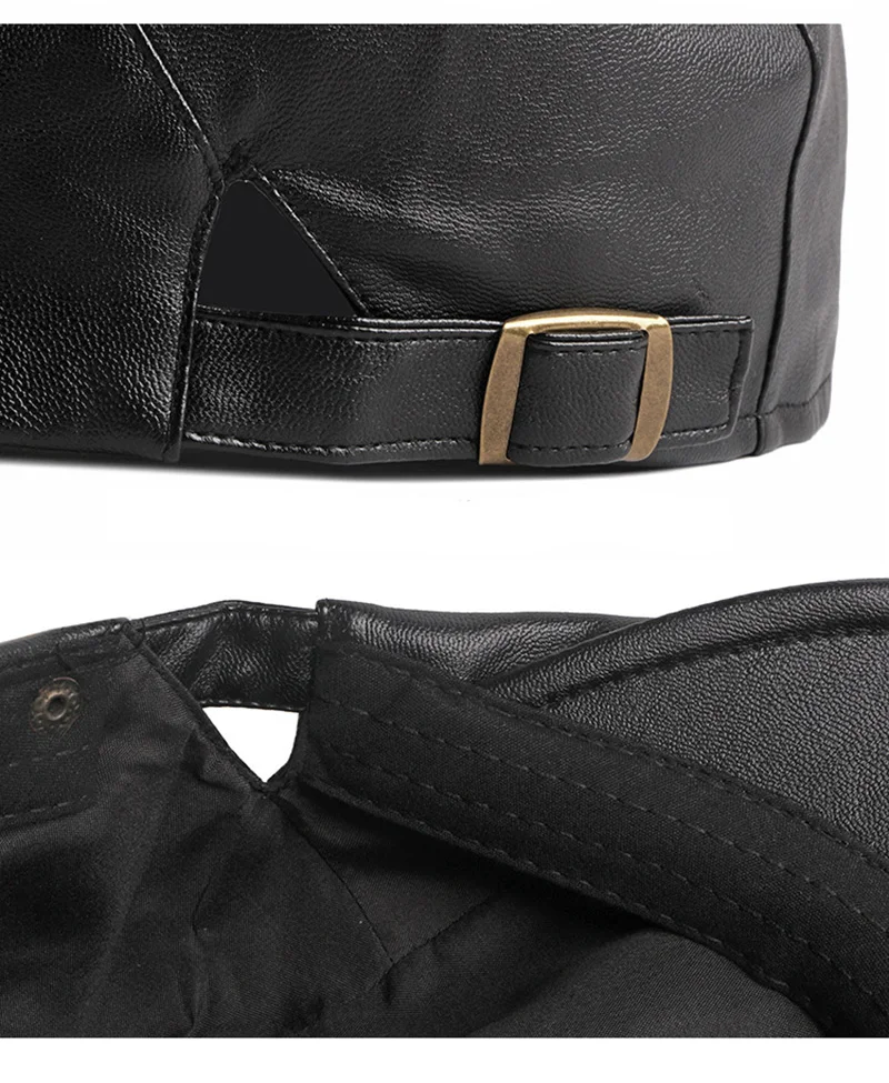 PU Leather Beret Hat For Men Imitation leather Herringbone Berets  Flat Peaked Forward Cap Women Solid Black Red Newsboy Hats