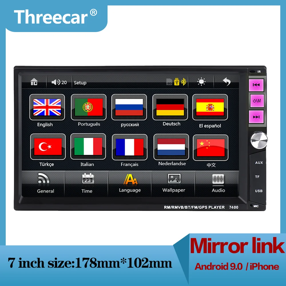 

2din car radio multimedia player 7 inch Touch mirrorlink Android 9 MP5 Player Autoradio Bluetooth Rear View Camera tape recorder