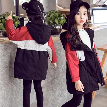 

Children spring patchwork windbreaker coats outwear for kids girls school Hooded coats new 2020 4 5 6 7 8 9 10 11 12 Years Old