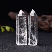 Natural cristal claro quartzo transparência ponto de quartzo cura pedra prismas hexagonais 50-80mm obelisco varinha pedra decoração da casa 1pc