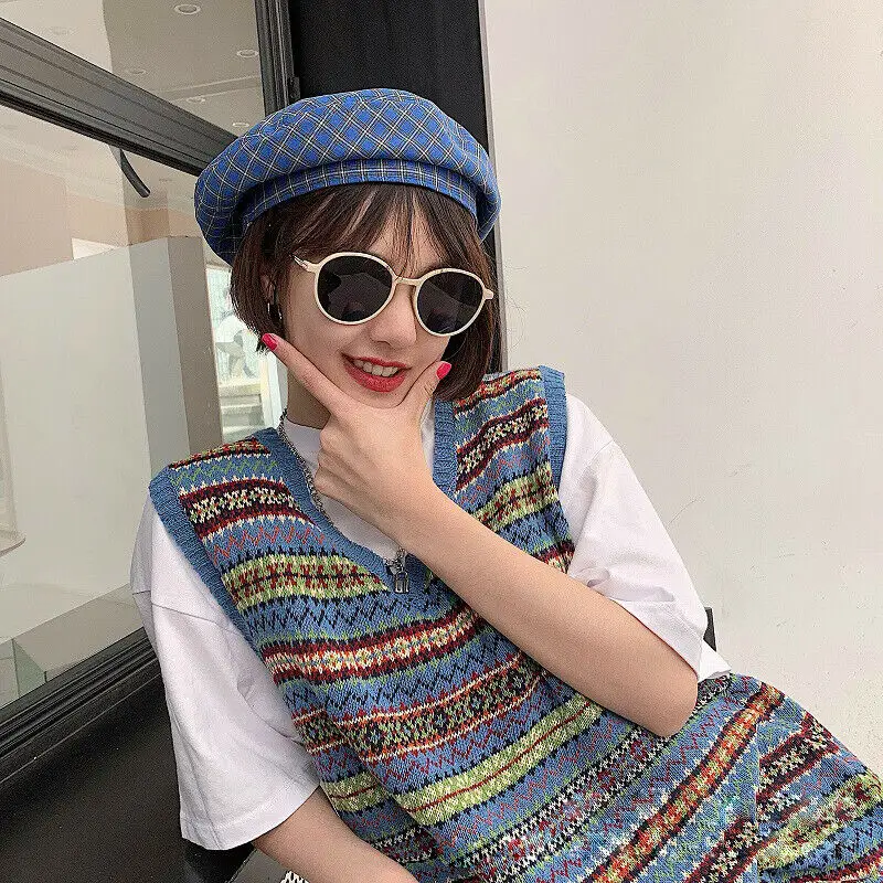 Модные женские Beanie BERET зимние теплые французские берет для художника шляпа плед Лыжные шапки подарки