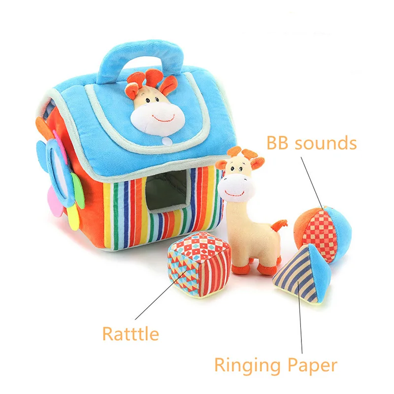 Детские игрушки 13-24 месяцев мультфильм животных куб плюшевая погремушка мяч Прорезыватель игрушки кубики для детей новорожденных Мягкие