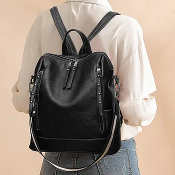 

Backpack Women 2020 New Wild Anti-theft Backpack Lychee Pattern Soft Leather School Bag Large Capacity Travel Backpacks Ladies
