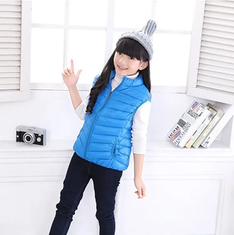 

Down Feather Cotton Vest 2019 Thin Kids' Waistcoat BOY'S Girls Big Boy Warm CHILDREN'S Cotton Clothes Coat Autumn And Winter