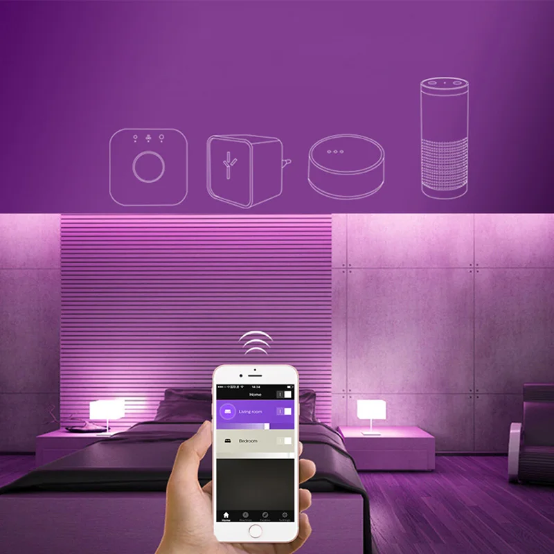 E26/E27 для ZigBee RGB+ CCT 6 Вт умная лампа переменного тока 100-240 в 500-550 люмен 6 Вт 57*102 мм