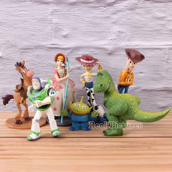 

7pcs/set Jessie Aliens Buzz Lightyear Bulleye Rex Woody Bo Peep PVC Collectible Action Figure Cartoon Toy Story 4 Model Toy