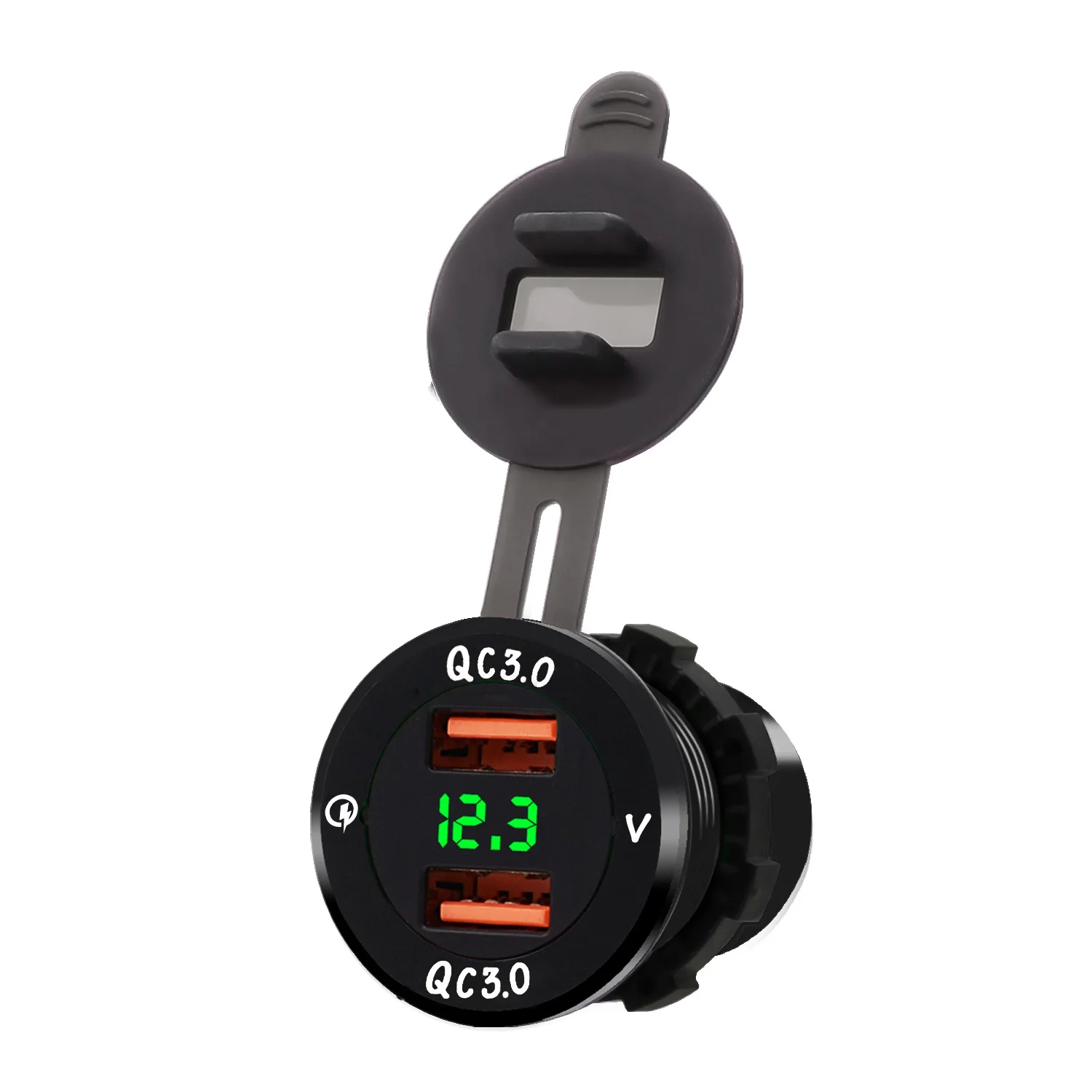 DC12V-24V светодиодный цифровой дисплей Вольтметр двойная Быстрая зарядка двойной QC 3,0 двойной USB с Вольтметр зарядное устройство