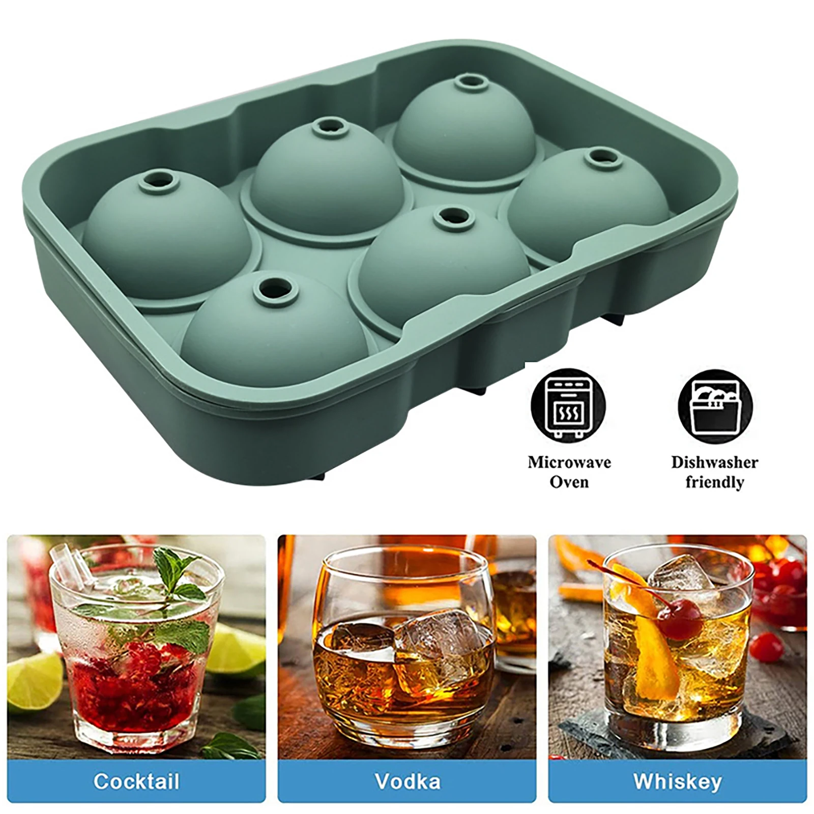 4 Cavity Cube Ice Ball Tray Maker Sphere Round Mold Whiskey Cocktails  Lemonade