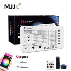 Gledopto Zigbee RGBW Controller 5in1 RGB CCT LED Strip DC5-24V Super Thin Mini APP/Voice/RF WIFI Smart Home Remote Controller