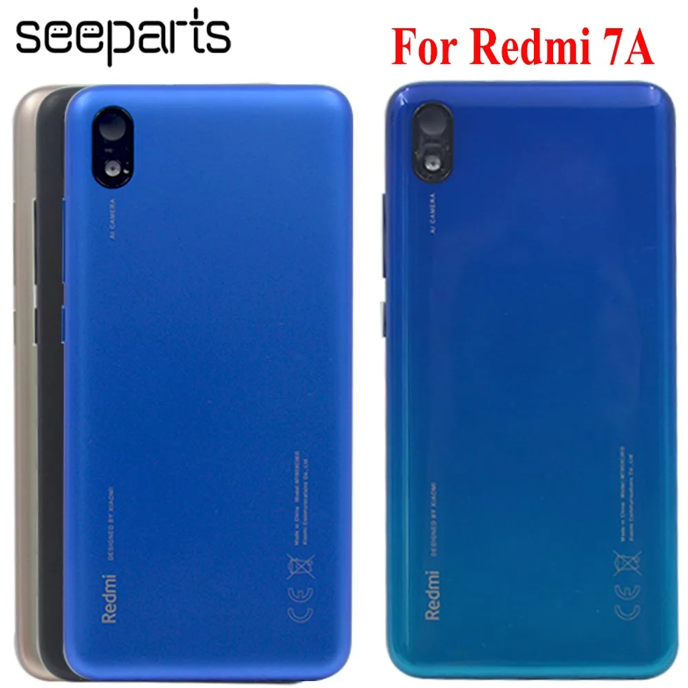 

100% Original For Xiaomi Redmi 7A Redmi7A Back Housing Back Cover With camera len Battery Case with logo Replacement