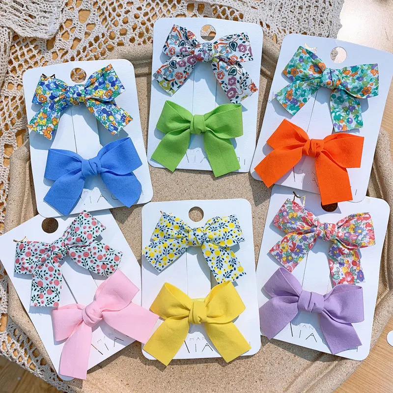

Accessories Children Barrette Handmade Duck Clip Print Solid Hairpins 2pcs/lot Fashion