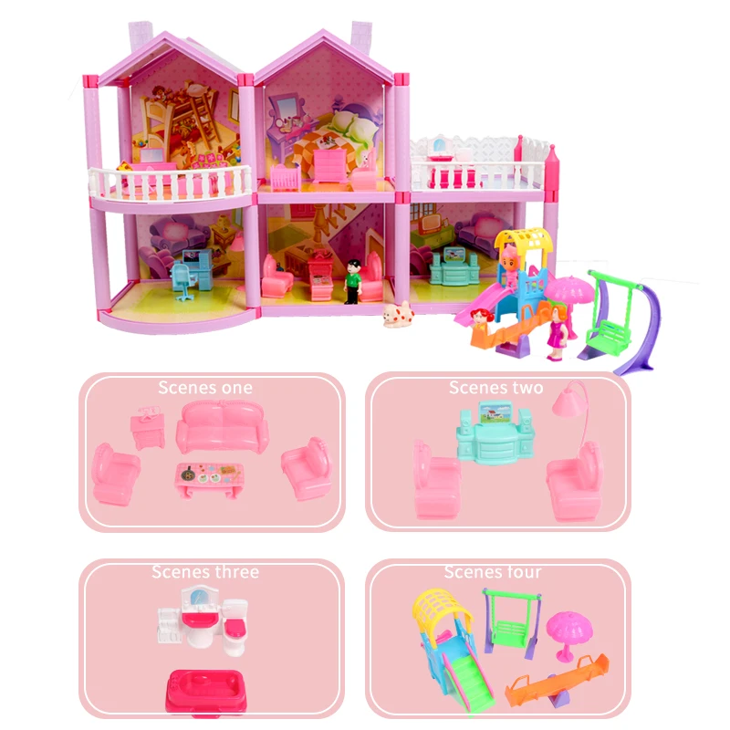  DIY Family Dollhouse Toys Baby Handmade Puppet House Assemble Miniature Doll house Castle Miniature