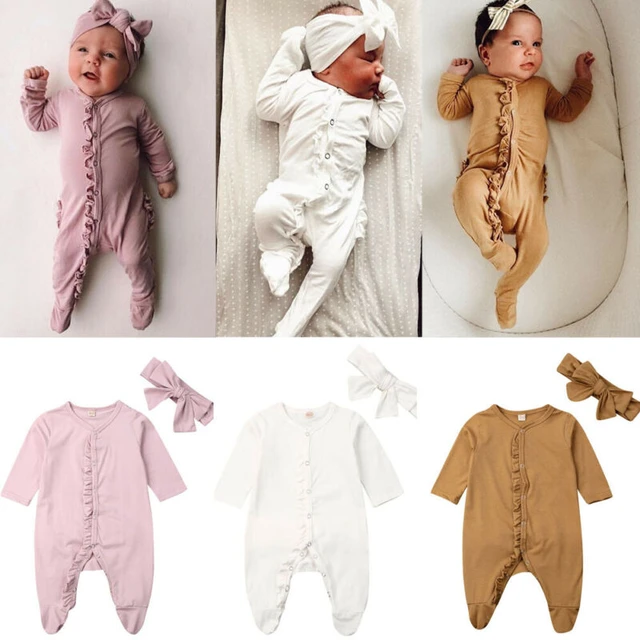 Pijama de manga larga con botones para bebé, pelele para recién nacido de 0  a 12 meses, monos para niño y niña - AliExpress