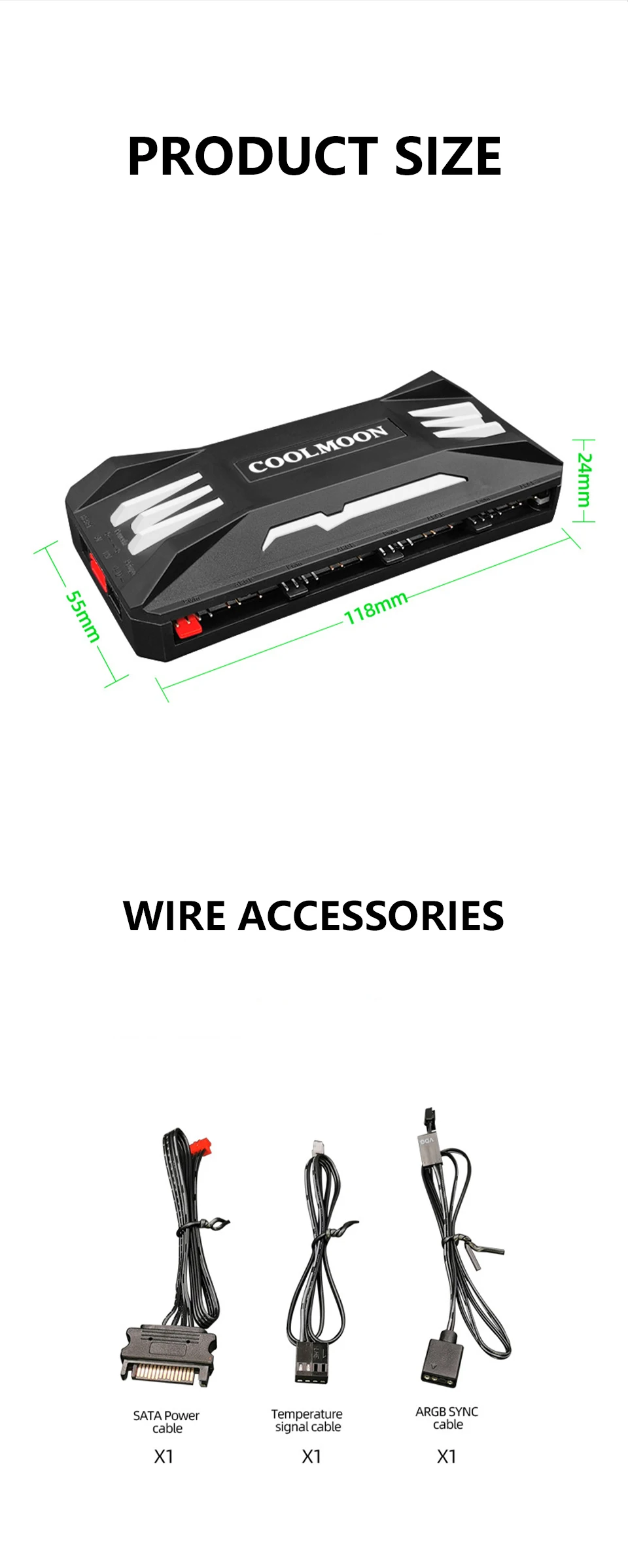 P-ARGB Controller, 4-Pin Controle de Temperatura PWM, 5V, 3-Pin Sincronização