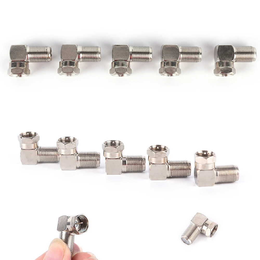 

5pcs Right Angle 90 Degree Coaxial Connector Waterproof Connection F Male To F Female Adapter Connector RG6 RG5 New Sale