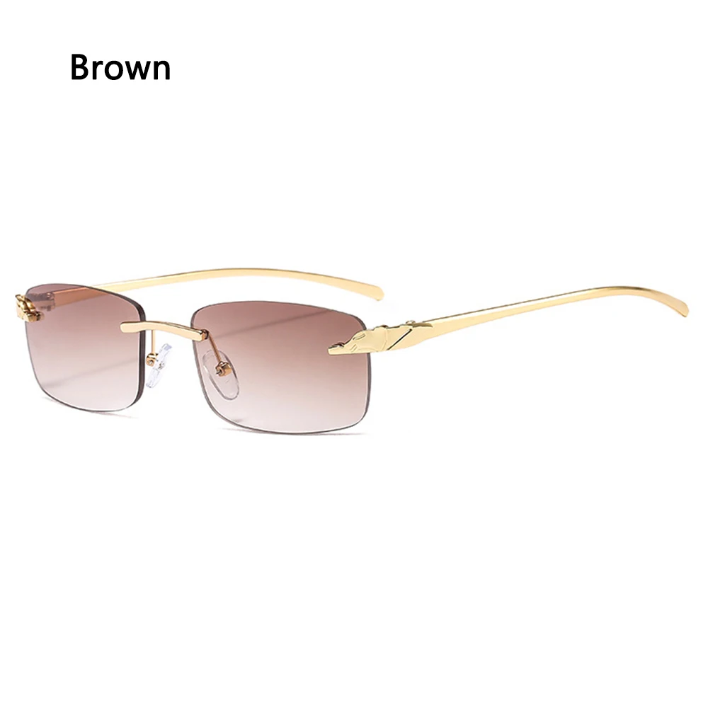 best women's sunglasses for motorcycle riding Vintage Unique Cheetah Rimless Rectangle Sunglasses Women Men Candy Colors Clear Lens Eyewear Brand Designer Sun Glasses motorcycle pants for men Helmets & Protective Gear