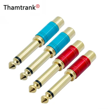 

10pcs/lot Gold Plated 6.35mm Mono Male Plug to RCA Female Jack Socket 1/4" Male to RCA Female Connector 5 Pairs Blue & Red
