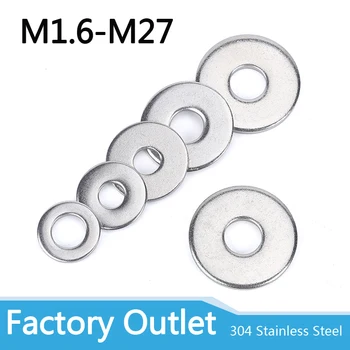

M3M2M2.5M1.6M4M5M6M8M10M12M16M20M24M27 GB97 A2 Spacer 304Stainless Steel Washer Plain Gasket for Screw Bolt Flat Metal M3Washer