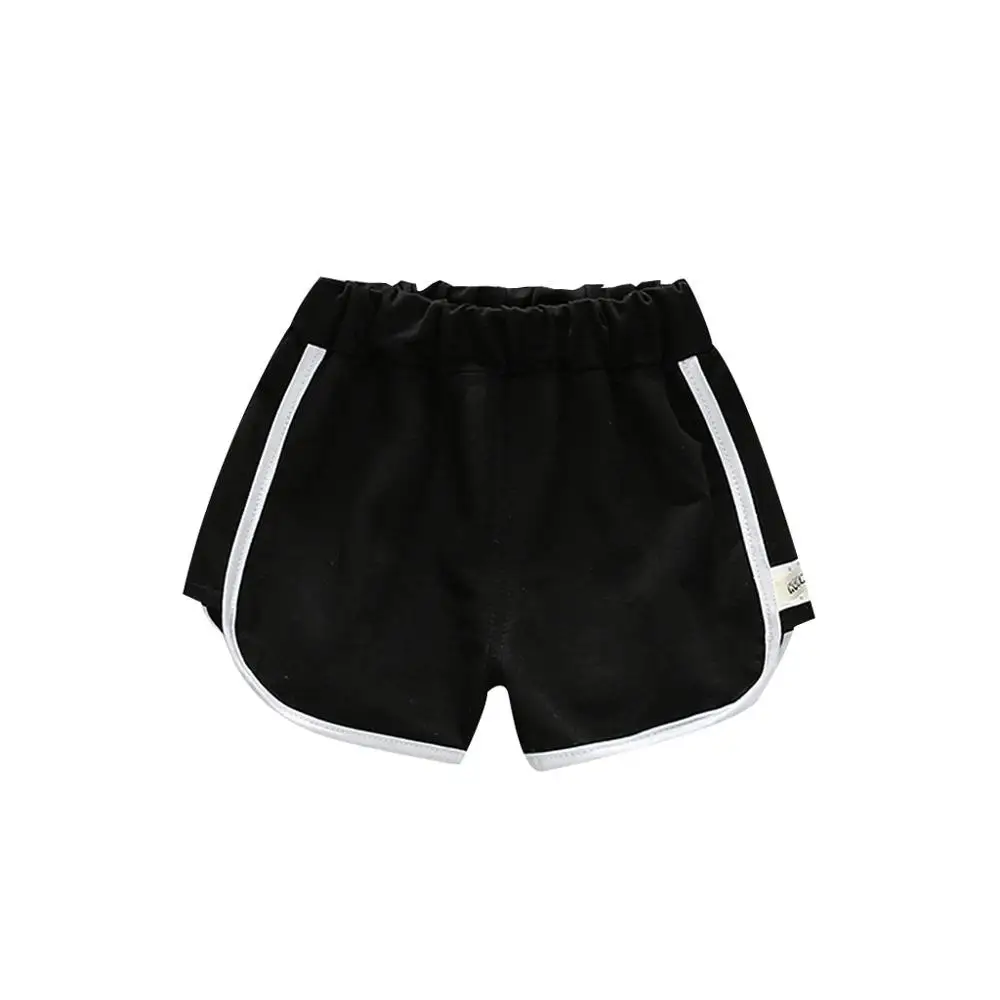 Для маленьких мальчиков и девочек повседневные штаны; удобная одежда для малышей для девочек и мальчиков однотонная полоса Повседневное спортивные шорты Штаны одежда Новые - Цвет: Черный