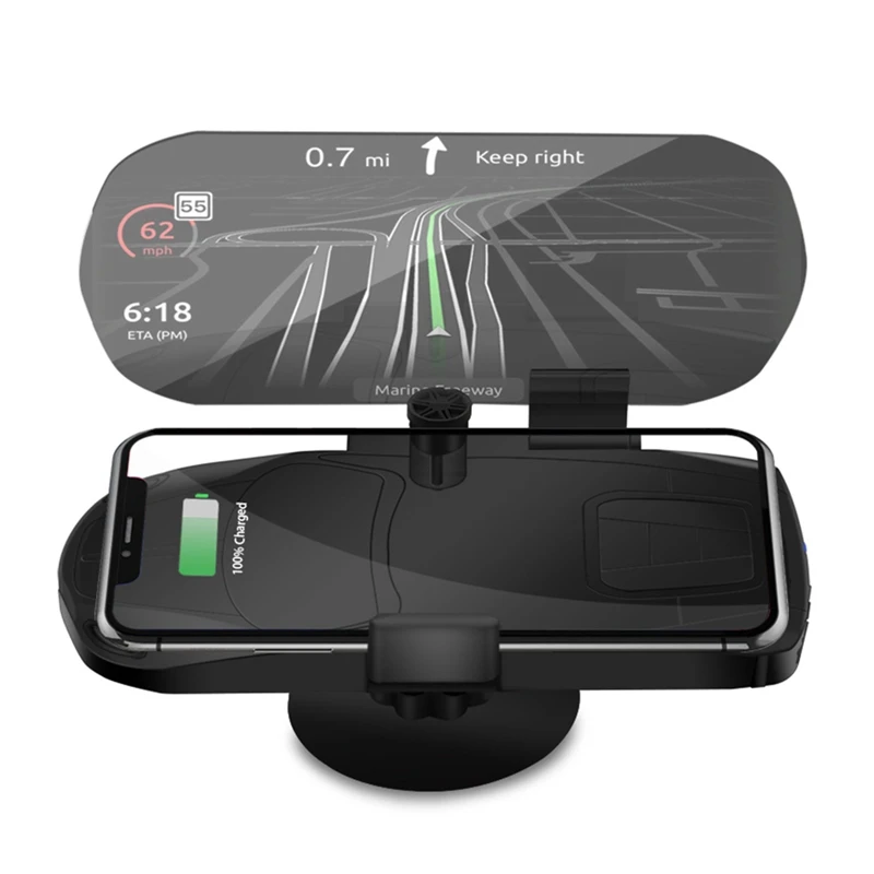  HUD Handy Halter Head Up Display Drahtlose Ladegerät GPS Navigation Auto Geschwindigkeit Projektor 