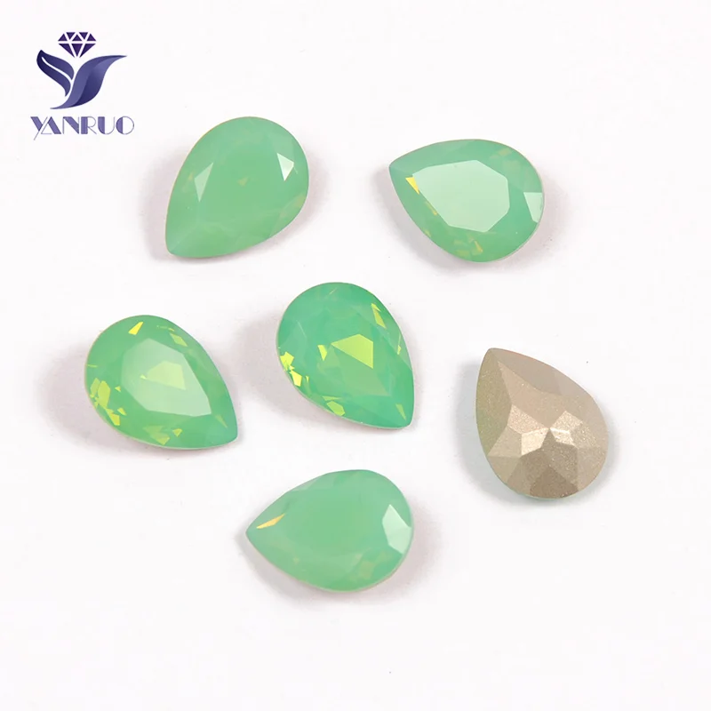 Pacific Opal Yanruo 4320 каплевидные стеклянные декоративные камни с кристаллами для шитья оптом с когтями верхних камней для свадебного платья - Цвет: Pacific Opal