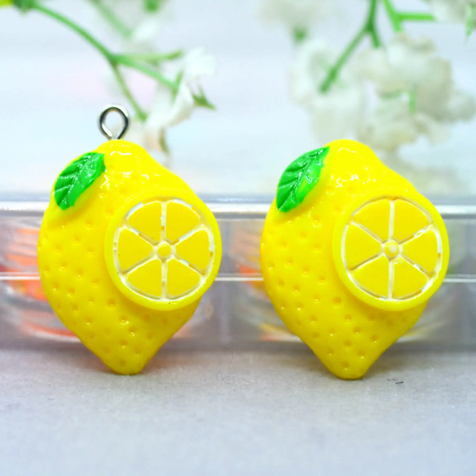 

Resin Flatback Lemon Fruit Cabochons Dollhouse Fruit Miniatures DIY Jewelry Crafts Making Supplies Hairpin Decorations