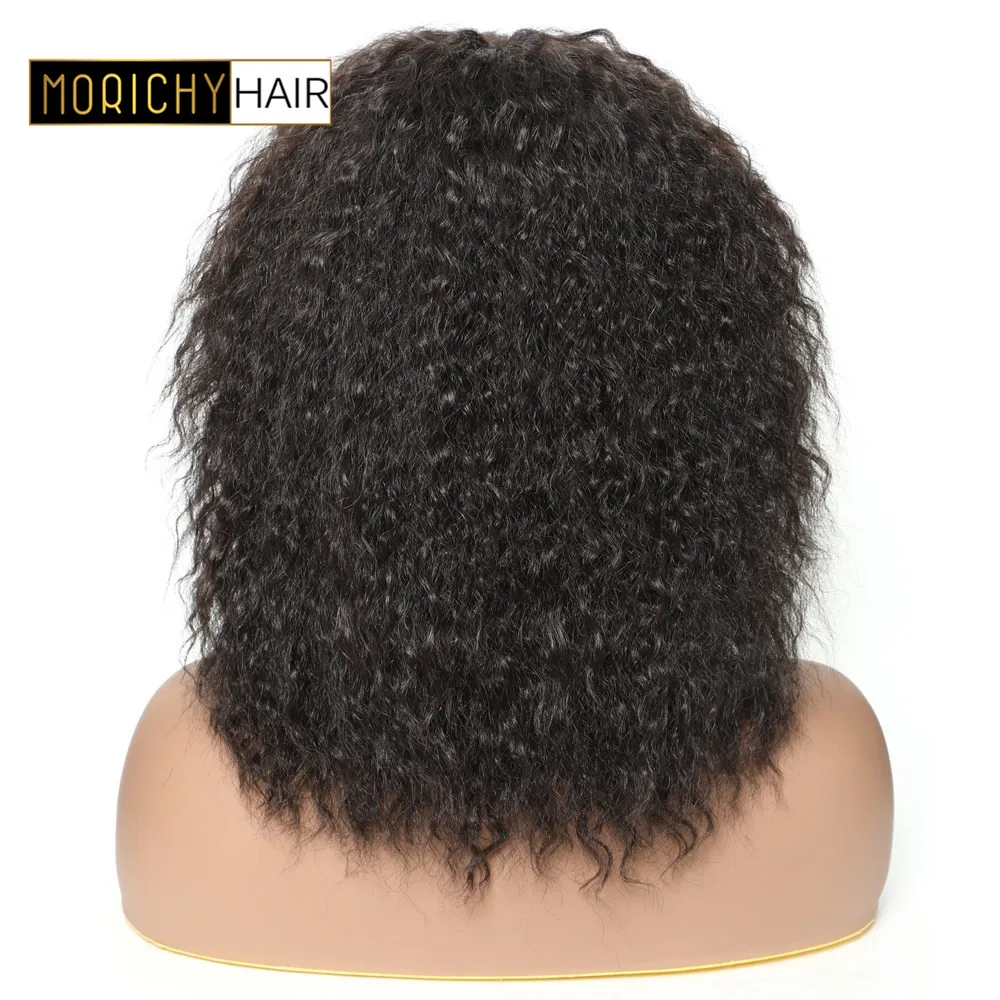  MORICHY Short Cut Human Hair Wigs Brazilian Puffy Afro Kinky Straight Machine Made Wig Natural Blac