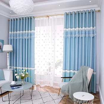 

Simple Pure-color Stitched Velvet Cotton and Hemp Shading Curtains for Living Dining Room Bedroom.