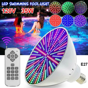 

120V Color Change Led Swimming Pool Lamp Fixture Light Bulb With Remote Control High Brightness, Low Energy Consumption