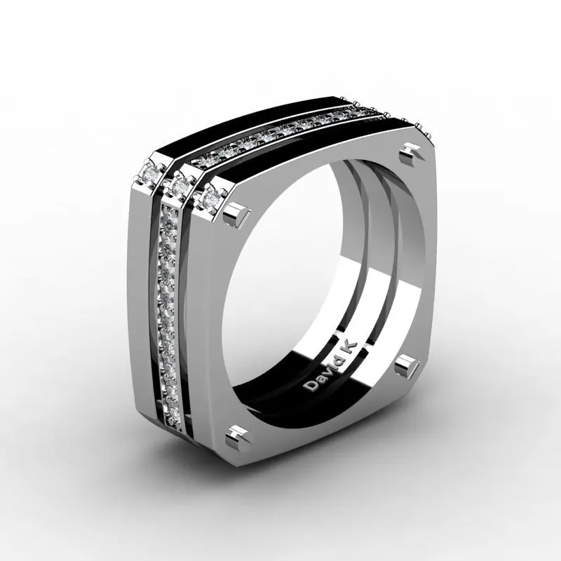 Уникальное модное мужское панк квадратное Большое Серебряное кольцо 3 слоя метеоритное кольцо Size6-12 женский подарок роскошные ювелирные изделия